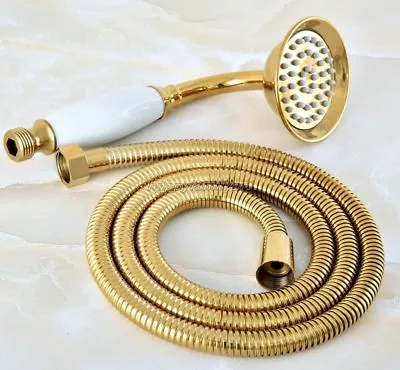 £28.79 • Buy Gold Color Brass Bath Telephone Style Hand Held Shower Head Shower Hose Yhh039