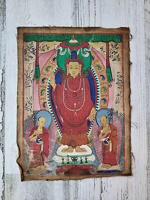 Mongolian Tibetan Antique Thanka Thangka Painting 19th C. • $250