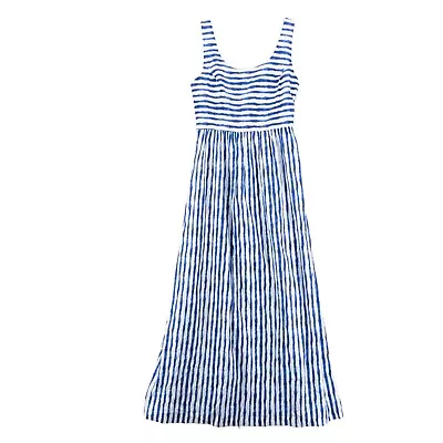 VINEYARD VINES Painted Stripe Maxi Dress Blue White Sleeveless Pockets EUC Sz 4 • $39.99