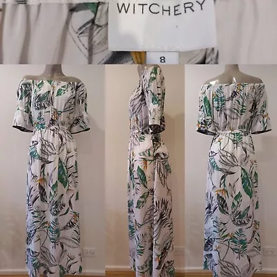 WITCHERY Green & White Leaf Patterned Dress  - SIZE 8 • $39