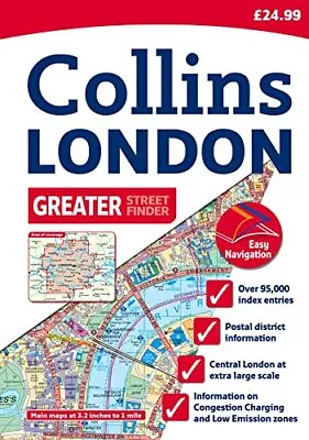 Greater London Street Atlas: A4 Edition (Collins Trave... By Collins Uk Hardback • £3.50