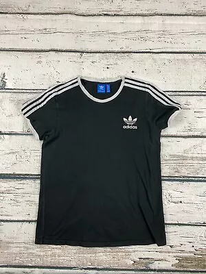 Vintage Adidas 3 Stripe Crew Neck T-shirt Mens S Black White Trefoil • $18.89