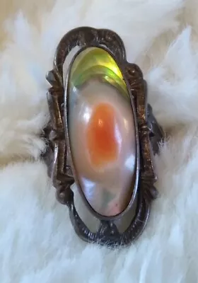 Antique Art Nouveau Blister Abalone Sterling Silver Ring Size 5. • $49.99