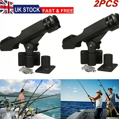 2pcs Adjustable Fishing Rod Pole Mount Stand Bracket Holder For Kayak Canoe Boat • £16.39