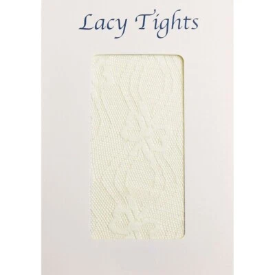 £5.99 • Buy PEX 9-12 Years Girls Ivory Lacy Tights Bow Pattern For Wedding Party Occasions