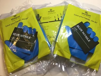 3 New Pairs  Marigold Industrial Blue Nitrile Gloves G25b Medium / 7.5 Freepost • £8.99