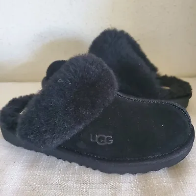 Nwob Big Kids Girls 4 Black Ugg Cozy Ii Suede Slip-on Slippers 1019065k • $59.46