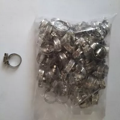 100 Pc Hose Clamps 5/16  To 7/8  Radiator Heater Adjustable Band Steel Worm Clip • $20.86