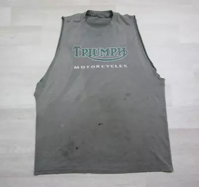 Vintage Triumph Motorcycles Logo T Shirt (XL) Faded & Distressed Sleeveless • $67.98