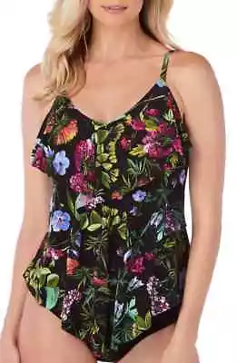 Magicsuit L54057 Black Rita Modern Romance Tankini Top Women's Size 12 • $123.75