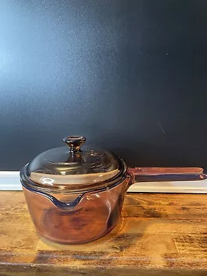 Corning Ware Vision Amber Glass  - 1 L Sauce Pan - Pyrex • $25