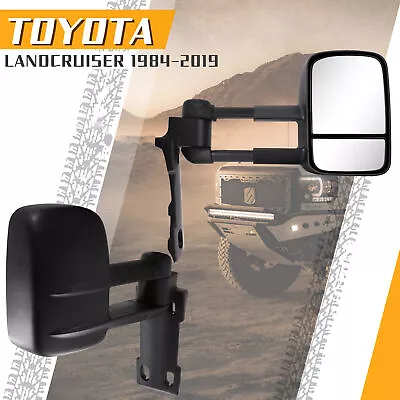 Black Tow Mirrors For 1984-2022 LandCruiser 70-79 Series Manual Fold Extendable • $379.99