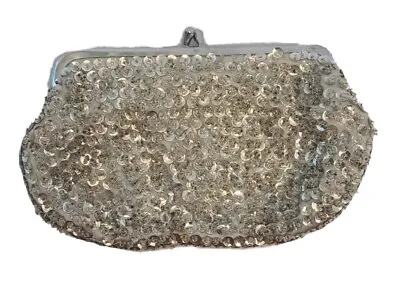 Vintage La Regale Hong Kong Beaded Purse Silver • $19.99