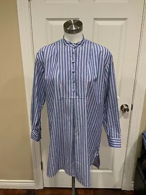 $84.76 • Buy ALEXACHUNG Blue Striped Button-Up Long Tunic, Size 0 (US), 6 (UK)