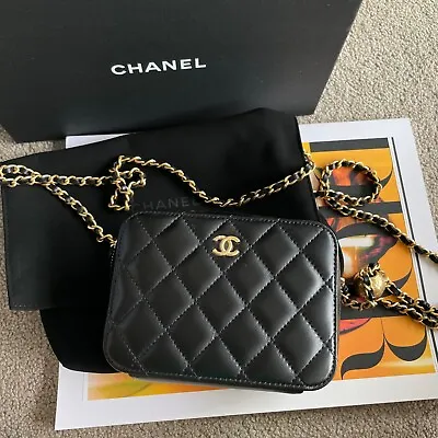 $4900 • Buy New In Box Authentic CHANEL Pearl Crush Camera Bag Handbag Lambskin Black GHW