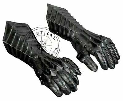 £69.70 • Buy Gauntlet Gloves Armor Brass Accents Medieval Knight Crusader Steel Gothic Pirate