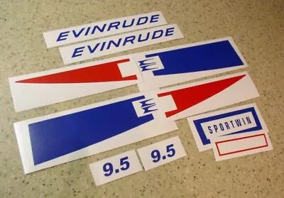 Evinrude Sportwin 9.5 Vintage Outboard Motor Decal Kit FREE SHIP + Fish Decal! • $15