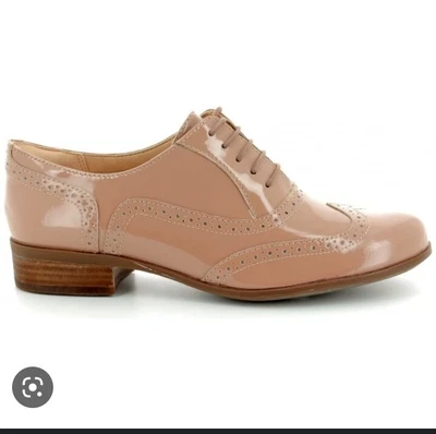 £32.99 • Buy Clarks Ladies Hamble Oak Patent Leathe Flat Nude Natural Patent Shoes Size 6.5  