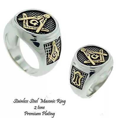 Mason's Men's Stainless Steel Masonic Lodge Ring  Size 9-13  • $15