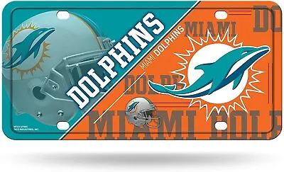 Miami Dolphins Metal Auto Tag License Plate Split Design 6x12 Inch • $17.79