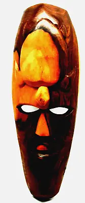 Vintage Large Carved Two Toned Wooden Mask From Fiji  With Turtle  51 Cm • $80