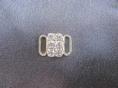 £5.70 • Buy Diamante Bra Accessories 17mm 2 Rows Gold Strap Slider Guide