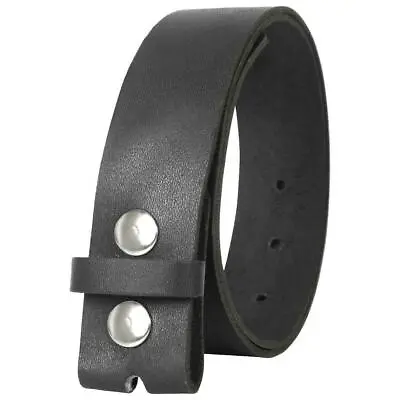 New Mens Real Cow Leather Belt Strap Stud Snap On Belts Black Brown No Buckle  • £10.45