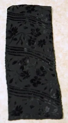 Women's Black Silk And Velvet Floral Beaded Double Layer  Scarf • $5.99