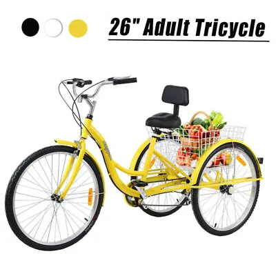 $269.89 • Buy 26  Adult 7-Speed 3-Wheel Tricycle Trike Bicycle Bike Cruise Basket For Shopping