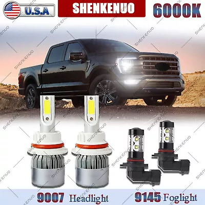 For 1999-2003 Ford F-150 6000K Combo LED Headlight Hi-Low Beam + Fog Light Bulbs • $25.62