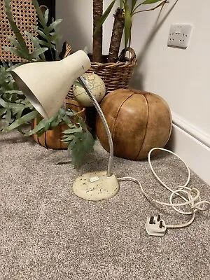 Vintage Herbert Terry Cream Gooseneck Desk Table Lamp Original Industrial Light • $49.72