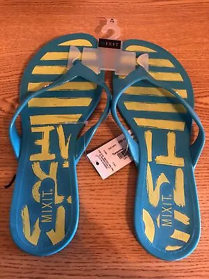 Mixit 7-8  Medium Women’s Sandals Flip Flop Shoes Turquoise Retail $20 (apt-1078 • $7.46