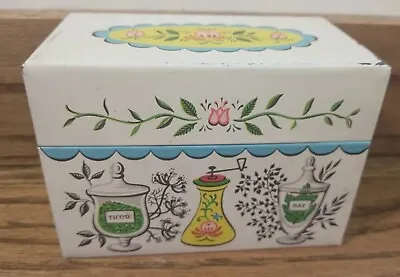 Vintage Tin Recipe Box Litho Herbs & Spices J Chen Co  Written & Clipped Recipes • $14.99