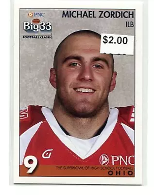 MICHAEL ZORDICH 2008 Ohio OH Big 33 High School Card PENN STATE Nittany Lions • $1.49