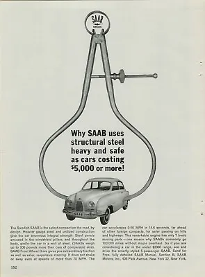 1961 SAAB 5 Passenger Safest Car On The Road Swedish FWD Photo Vintage Print Ad • $9.99