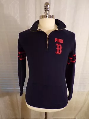 Women's M Boston Red Sox 1/4 Zip Sweatshirt Pink Victoria Secret 5th & Ocean • $17