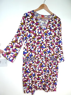 MISS CAPTAIN By CAPTAIN TORTUE DESIGNER ABSTRACT Fully Lined Dress Size 12 • £14.99