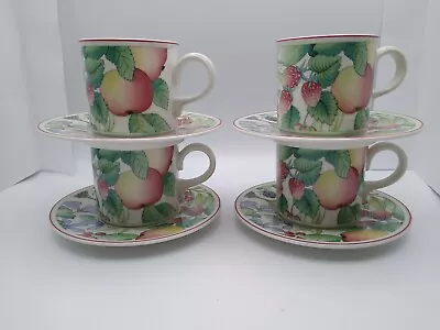 Set Of 4 Villeroy & Boch CATALINA 3 X3  Cup Mug And 6  Saucer  EUC • $62.97