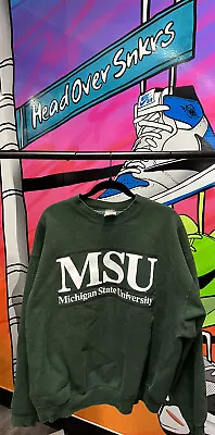 Vintage Msu Green Sweatshirt Sz Xxl Michigan State Logo Rare Vhtf Pullover Style • $39.99