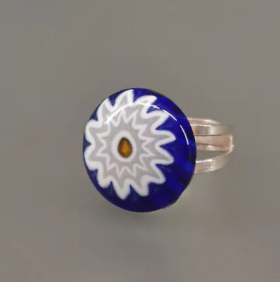 9917064-d 925er Silver Ring Colorful Ringkopf From Millefiori-Glas Size Flexible • $42.64