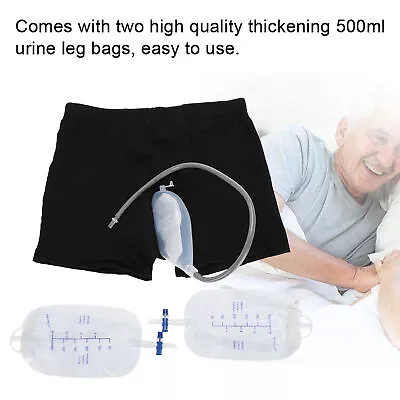 Male Urinal Bag Silicone Urine Funnel Pee Holder Collector Boxers With Catheter • $17.09