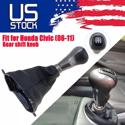 5 Speed Shifter Gear Shift Knob Stick With Boot Fit For Honda Civic 2006-2011 • $24.98