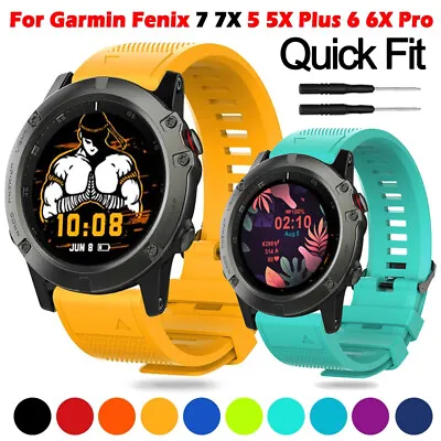 For Garmin Fenix 3HR 5 5X Plus 6 6X Pro 7 7X Quick Fit Silicone Watch Band Strap • $9.59