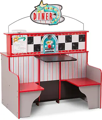 Melissa & Doug Double-Sided Wooden Star Diner Restaurant Play SpaceRed • $280.43