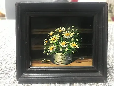 Rare Vintage  Framed Hand Painted Flowers. Arbat Russia 4 1/2 × 4 1/2 • $45