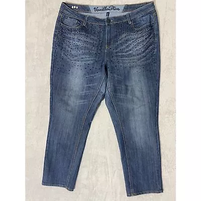 Vanilla Star Plus Vintage Inspired Embellished Jeans Sz 18 Straight Soft D430 • $29.95