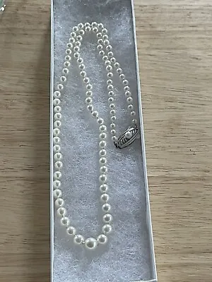 Vintage 21” Silver Clasp Mikimoto Pearl Necklace • $1250