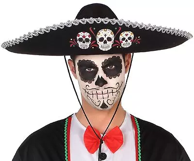 Mens Sugar Skull Fancy Dress Sombrero Hat • £9.99