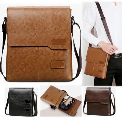 New Men Small Laptop Messenger Bags Men's Leather Shoulder Bag Crossbody Wallet • £7.99