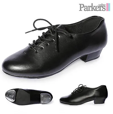 New Economy Mens Ladies Black Oxford Tap Shoe Dance Theatre Rvjtap Size 10c - 8a • £22.90